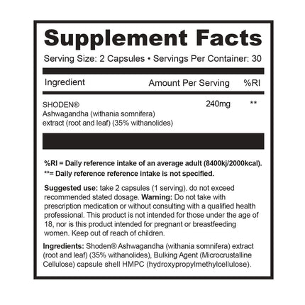 1 Source Supps Shoden® Ashwagandha - 60 Capsules