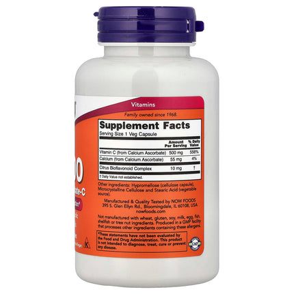 NOW Foods C-500, Calcium Ascorbate-C 100 Veg Capsules