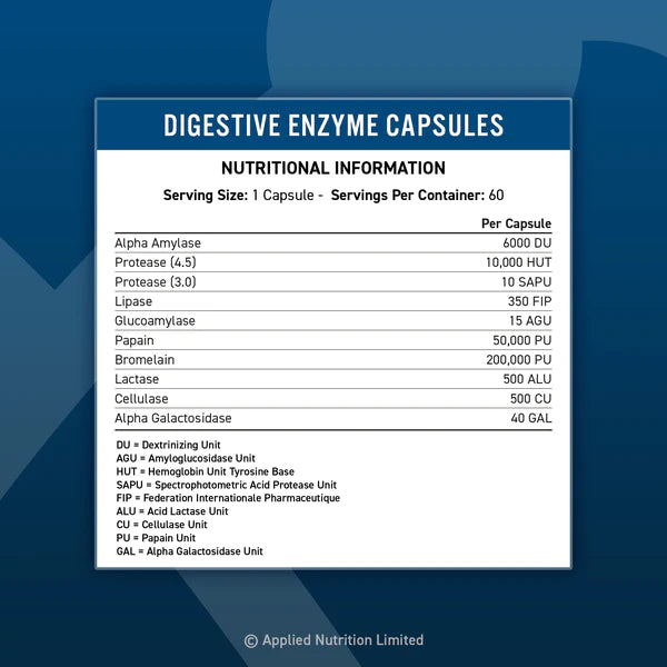 Applied Nutrition Digestive Enzyme 60 Caps - BBE October 2025