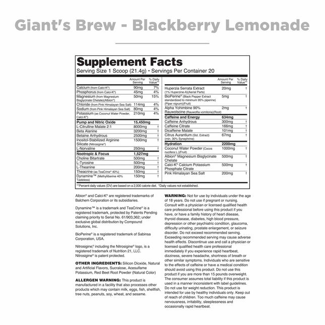 Nutrithority Giant's Brew - Extreme Energy, Pump & Endurance Pre-Workout