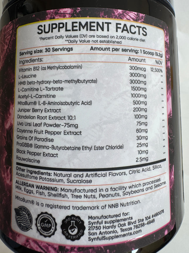 Synful Supplements Thermo Syn – Non-Stim Fat Burner