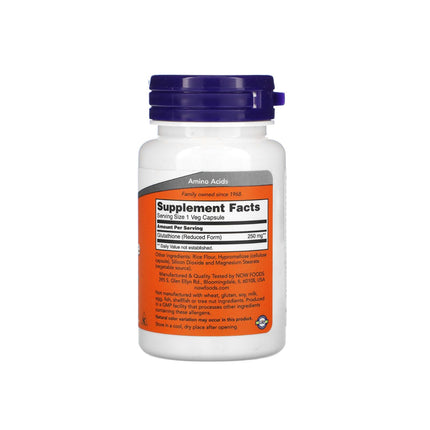 NOW Foods Glutathione 250mg 60 Veg Capsules