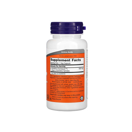 NOW Foods L-Carnitine 500mg 60 Veg Capsules