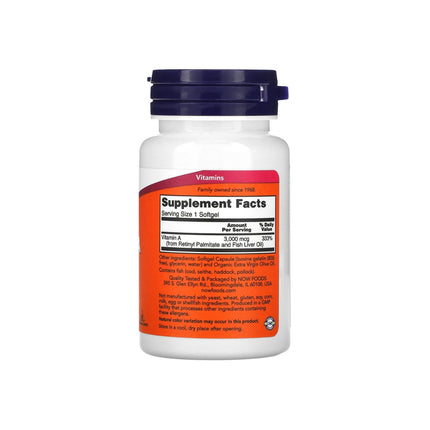 NOW Foods Vitamin A 3,000mcg (10,000 IU) 100 Softgels