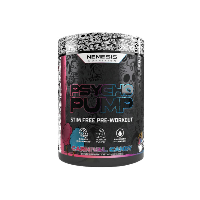 Nemesis Nutrition Psycho Pump Stim Free Pre-Workout (US Import) - Carnival Candy - Pre Workout (Non-Stimulant)