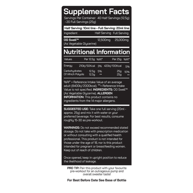 DNA Sports OG Swell 500 - Glycerol Pump Pre-workout Serum