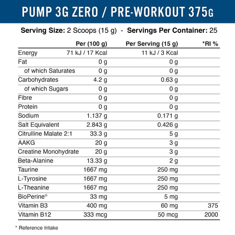 Applied Nutrition Pump 3G Zero 375g