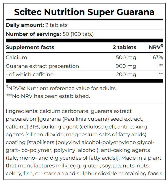 SciTec Super Guarana 100 Tabs