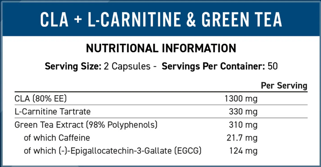 Applied Nutrition CLA + L-Carnitine & Green Tea 100 Capsules