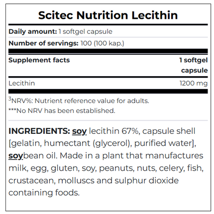 SciTec Nutrition Lecithin 100 softgel capsules