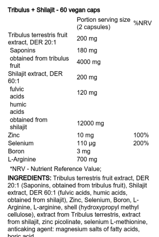 Skill Nutrition Tribulus + Shilajit 60 Caps
