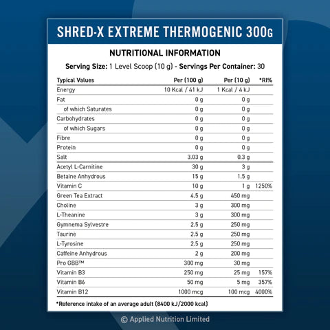 Applied Nutrition Shred-X Extreme Thermogenic Powder 300g - BBE October 2025