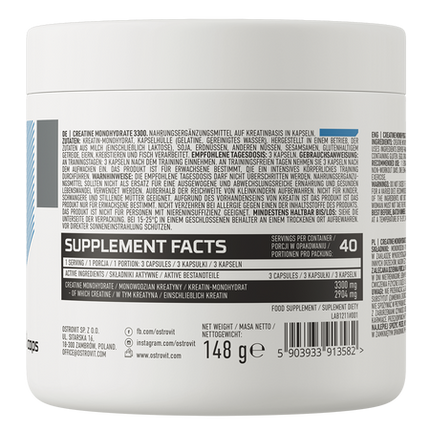 OstroVit Creatine Monohydrate 3300mg 120 capsules