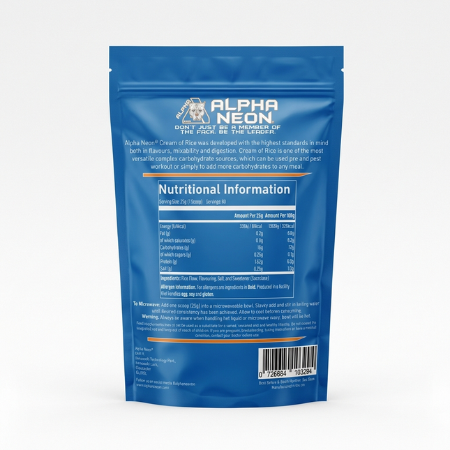Alpha Neon Cream of Rice | Easy-Digesting Carb Source 2kg