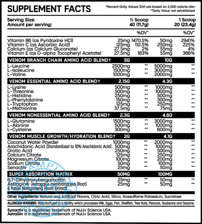 SAMPLE-AA: Synful Supplements Venom Beast – Recovery Hydration & Endurance (Single Serving) - Samples