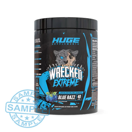 SAMPLE-DM: Huge Supplements Wrecked Extreme v2 (Single Serving) - Blue Razz - Samples