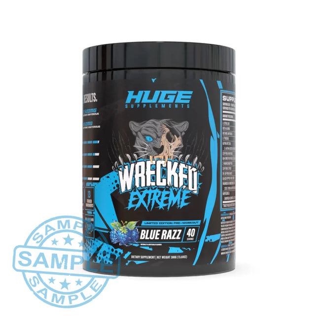 SAMPLE-DM: Huge Supplements Wrecked Extreme v2 (Single Serving) - Blue Razz - Samples