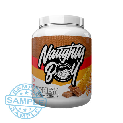 SAMPLE: NaughtyBoy® Advanced Whey Protein (30g per serving) Milk Chocolate Caramel Biscuit Samples