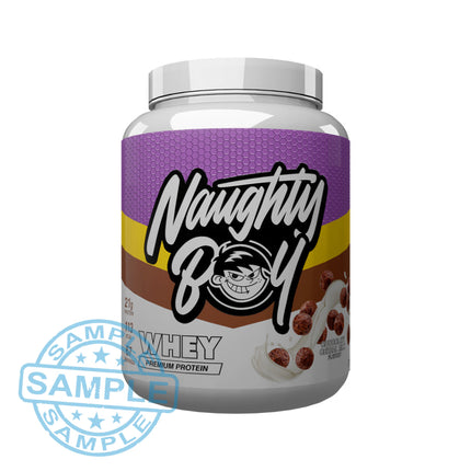 SAMPLE: NaughtyBoy® Advanced Whey Protein (30g per serving) Milk Chocolate Cereal Milk Samples