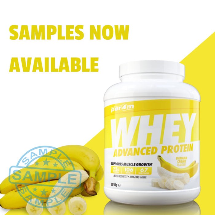 Sample: Per4M Advanced Whey Protein Sachet Banana Cream Samples