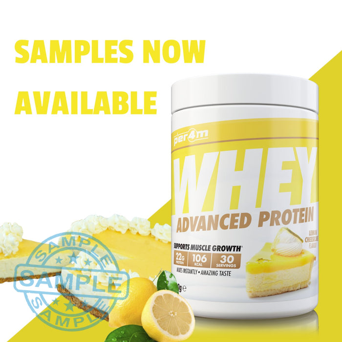 Sample: Per4M Advanced Whey Protein Sachet Lemon Cheesecake Samples