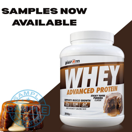 SAMPLE: Per4m Whey Advanced Protein Sachet (30g per serving) Sticky Toffee Samples