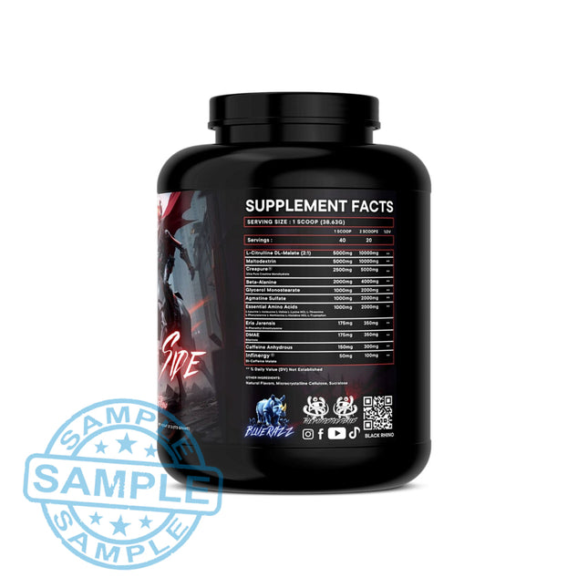 SAMPLE-US: Project M x Black Rhino Dark Side Of The Rhino Pre-Workout (1 Scoop Serving) - Blue Raspberry - Samples