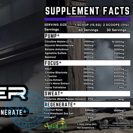 SAMPLE-US: Project M x Gym Power Pump Master Extreme Barely-Stim Pump Formula (31g per serving) Samples