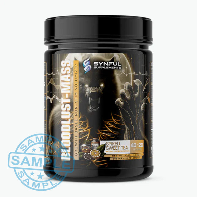 SAMPLE-US: Synful Supplements BLOODLUST MASS – EXTREME PUMPS & MUSCLE VOLUME (Single Serving) - Samples