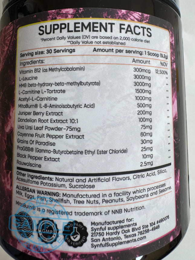 SAMPLE-US: Synful Supplements Thermo Syn – Non-Stim Fat Burner (Single Serving) - Samples